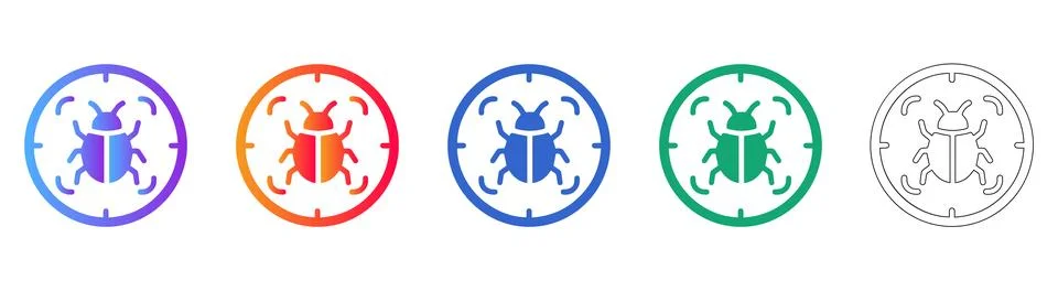 Technical Debugging Target Icons Illustrazione stock