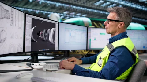 Technical Design Engineer Using 3D Technology Stock Footage 328408593