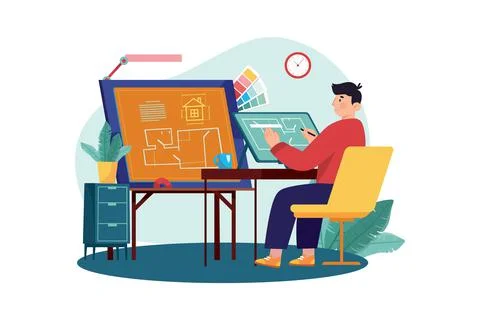 Technical Designer Illustration concept on white background Stock Illustration