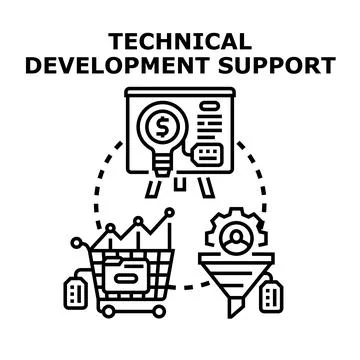 Technical development support concept for business development Stock Illustration