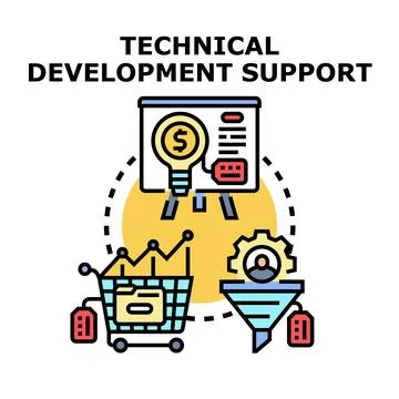 Technical development support concept for business development Stock Illustration