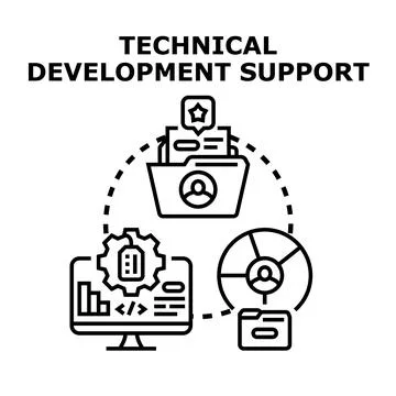 Technical development support for project management and business analysis 库存插图