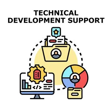 Technical development support for project management and business analysis Stock Illustration