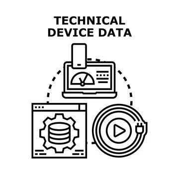 Technical device data processing and management Illustrazione stock