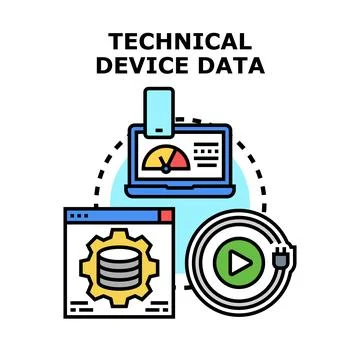 Technical device data processing and management Stock Illustration