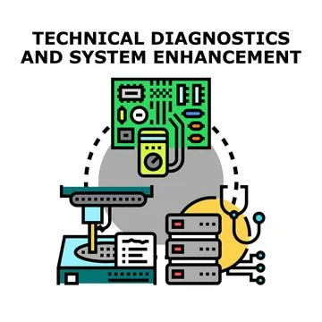 Technical diagnostics and system enhancement processes Stock Illustration