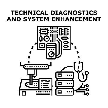 Technical diagnostics and system enhancement processes Stock Illustration
