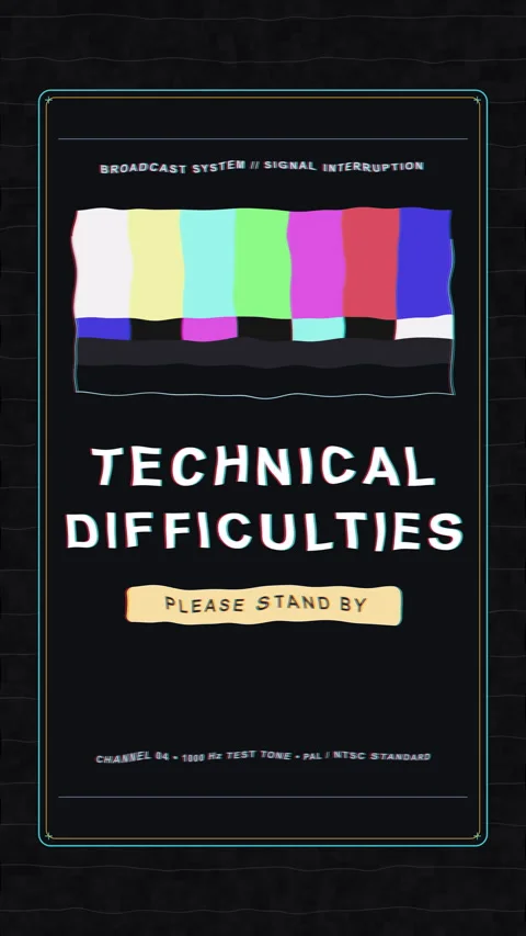 Technical difficulties glitched test card animation footage loop Stock Footage 346638212