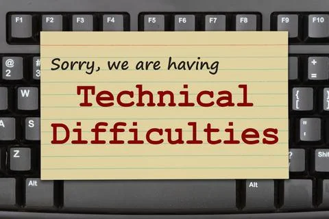 Technical Difficulties message on a black keyboard Stock Photos