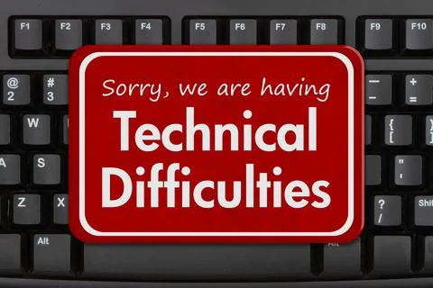 Technical Difficulties message on a black keyboard Stock Photos