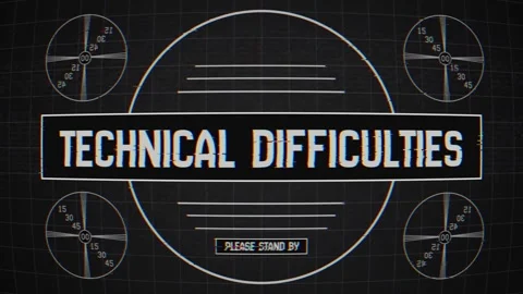 Technical Difficulties Screen with Glitch Effect and VHS Broadcast Interference Stock-Footage 346862221