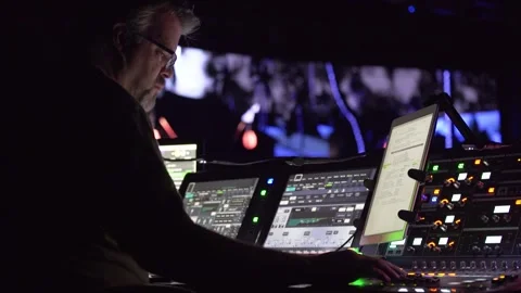 Technical Director for Theater Managing Sound Board Stock Footage 152536626