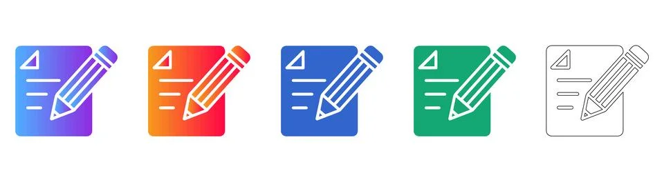 Technical Document Editing Icons with Pencil Stock Illustration