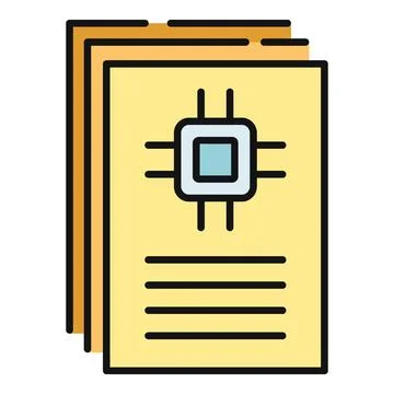 Technical document with microchip specifications icon Ilustração Stock