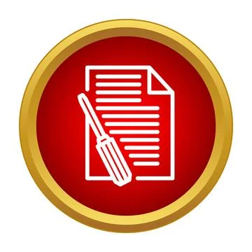 Technical document with screwdriver tool icon line art Illustrazione stock