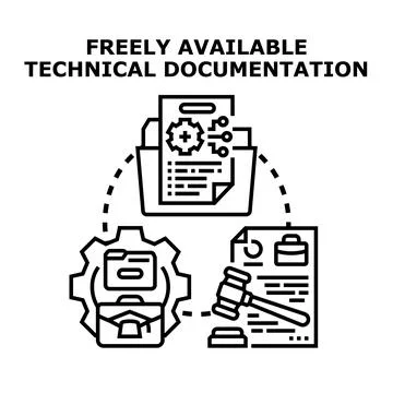 Technical documentation accessing free information legal support Illustrazione stock