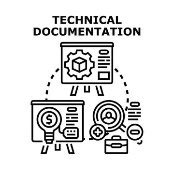 Technical documentation creating product processes Illustrazione stock