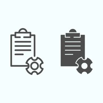 Technical documentation line and solid icon. Instruction for astronaut with gear Stock Illustration