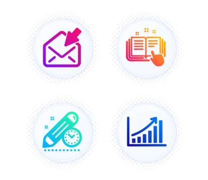 Technical documentation, Open mail and Project deadline icons set. Graph chart Stock-Illustration