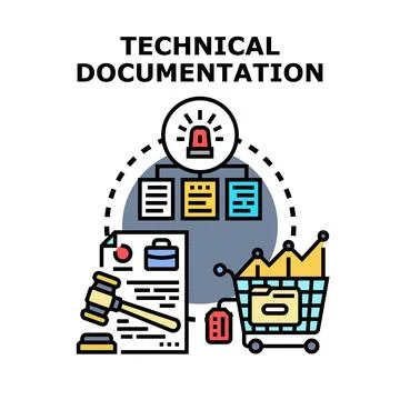 Technical documentation outlines crucial business processes Stock Illustration