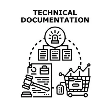 Technical documentation outlines crucial business processes Stock Illustration