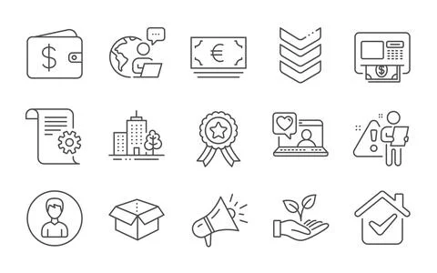 Technical documentation, Person and Helping hand icons set. Vector 스톡 일러스트