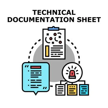 Technical documentation sheet creating and process management Stock Illustration