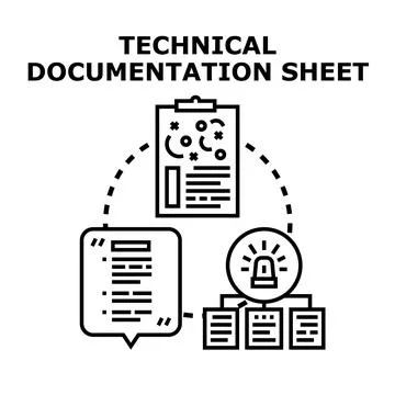 Technical documentation sheet creating and process management Illustrazione stock