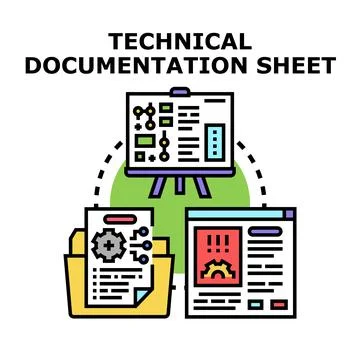Technical documentation sheet process diagram concept Stock Illustration