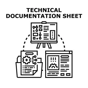 Technical documentation sheet process diagram concept Stock Illustration