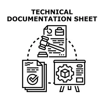 Technical documentation sheet reviewing process concept Illustration