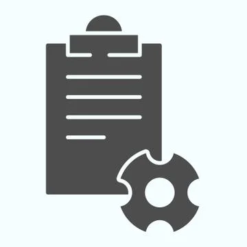 Technical documentation solid icon. Instruction for astronaut with gear wheel Illustrazione stock