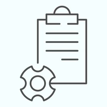 Technical documentation thin line icon. Instruction for astronaut with gear Stock Illustration