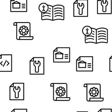 Technical Documentation Vector Seamless Pattern Stock Illustration