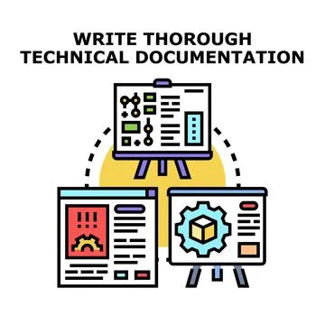 Technical documentation writing process creating clear instructions 库存插图
