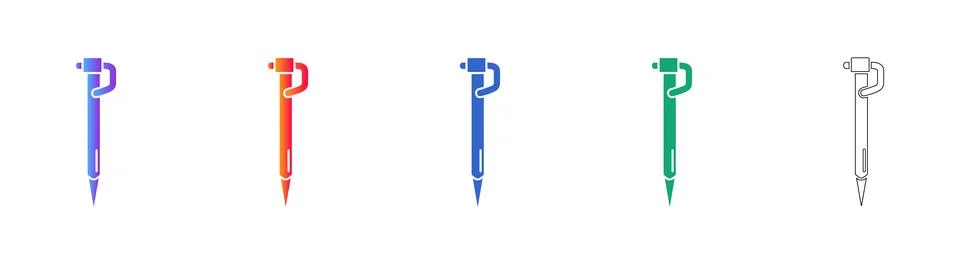 Technical Drafting Pencil Icon Set Stock Illustration