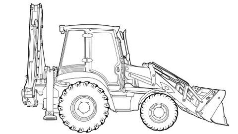 Technical draw of tractor Stock Illustration