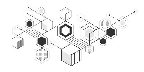 Technical drawing background . Geometric lines and squares. Technology Bann.. Stock Illustration