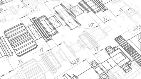 Technical drawing background .Mechanical Engineering drawing. Stock Footage 286858697