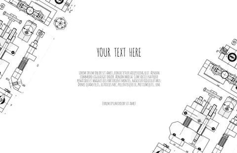 Technical drawing background . Mechanical Engineering drawing. Engine line Illustrazione stock