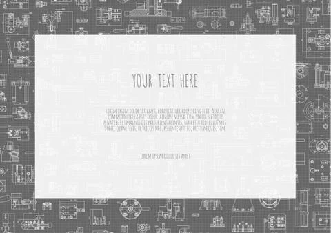 Technical drawing background . Mechanical Engineering drawing. Engine line Illustrazione stock