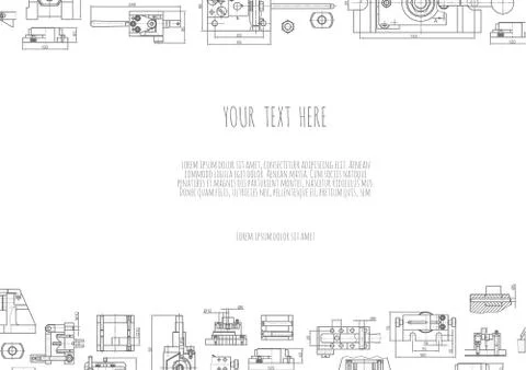 Technical drawing background . Mechanical Engineering drawing. Engine line Illustrazione stock
