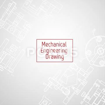 Technical drawing background . Mechanical Engineering drawing. Engine ...