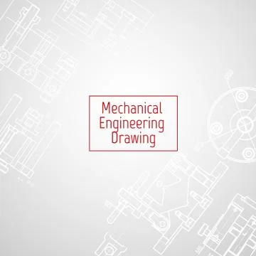 Technical drawing background . Mechanical Engineering drawing. Engine line Illustrazione stock
