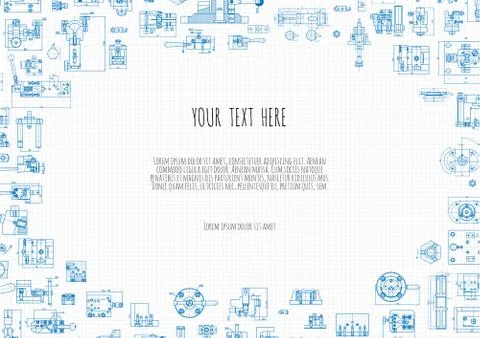 Technical drawing background . Mechanical Engineering drawing. Engine line Illustrazione stock