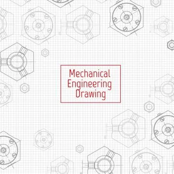 Technical drawing background . Mechanical Engineering drawing. Engine line Illustrazione stock