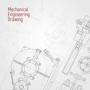Technical drawing background . Mechanical Engineering drawing. Engine line Illustrazione stock
