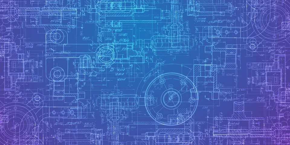Technical drawing background .Mechanical Engineering drawing. Stock Illustration