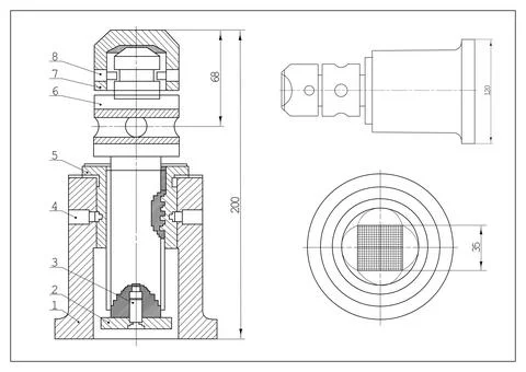 Technical drawing as background. Plan of mechanism 스톡 일러스트
