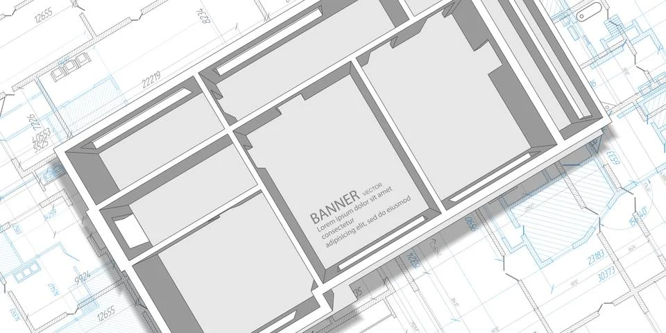 Technical drawing background.Architectural project on a white sheet of paper Stock Illustration